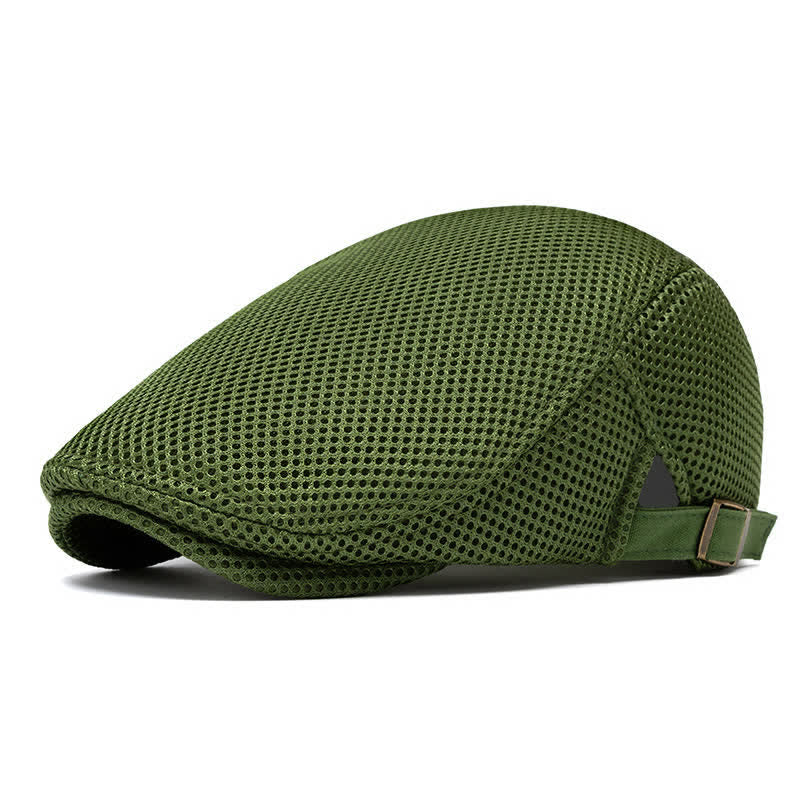 Cappello basco estivo in rete tinta unita con parte superiore piatta - Verde militare - Regolabile (22"-23 5/8") - image 14