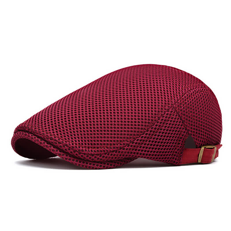 Cappello basco estivo in rete tinta unita con parte superiore piatta - Borgogna - Regolabile (22"-23 5/8") - image 15