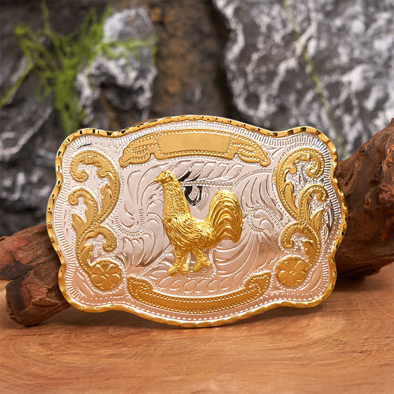 Cintura in pelle con fibbia da cowboy western fai da te Gold Rooster - Gallo - Senza cintura - Cintura non inclusa - image 1