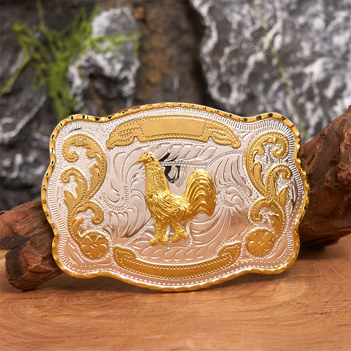 Cintura in pelle con fibbia da cowboy western fai da te Gold Rooster - Gallo - Senza cintura - Cintura non inclusa - image 1