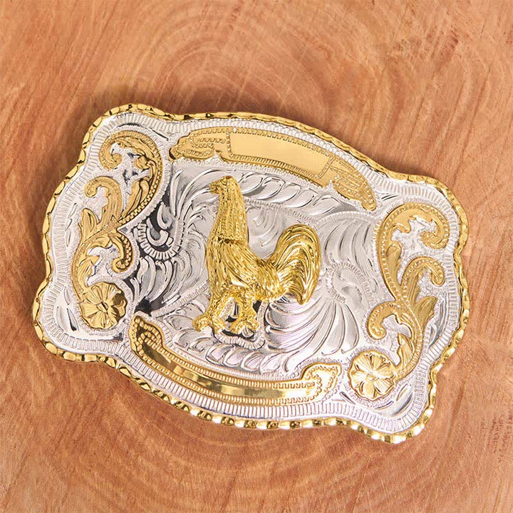 Cintura in pelle con fibbia da cowboy western fai da te Gold Rooster - image 3