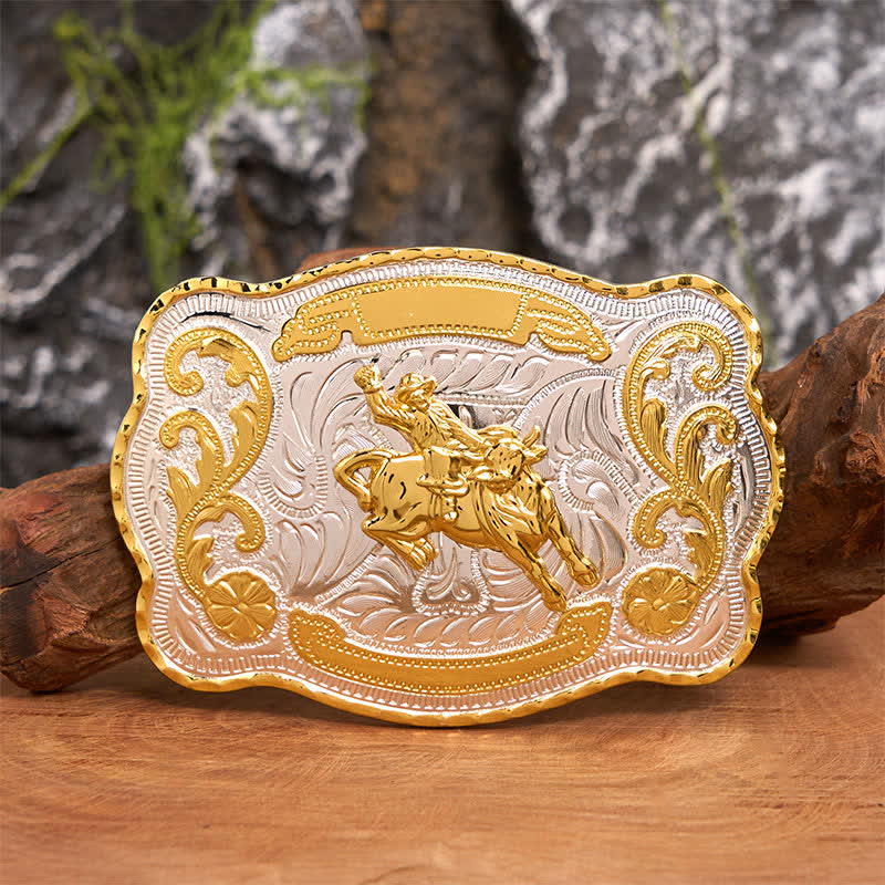 Cintura in pelle con fibbia da cowboy western fai da te per equitazione in oro - equitazione - Senza cintura - Cintura non inclusa - image 1