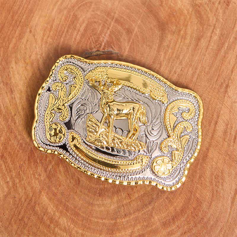 Cintura in pelle con fibbia da cowboy western fai da te Gold Deer - image 3