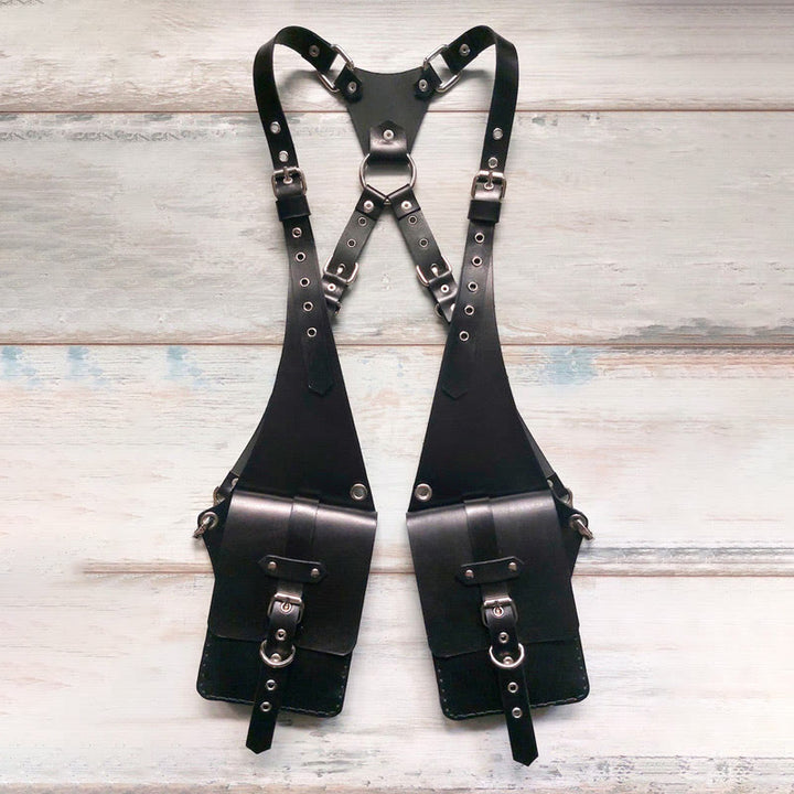 Borsa a tracolla in pelle antifurto per cellulare, stile punk retrò - Nero - image 6
