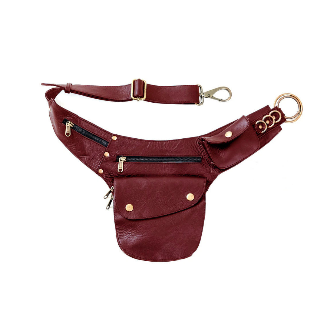 Borsa da viaggio retrò per il tempo libero, da donna, con portafoglio e cintura - Rosso - image 8
