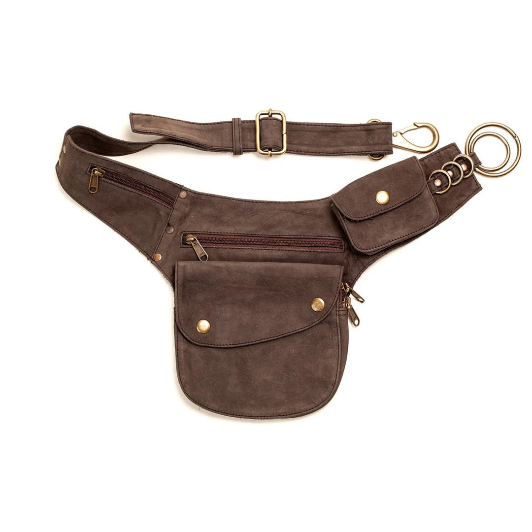 Borsa da viaggio retrò per il tempo libero, da donna, con portafoglio e cintura - Caffè - image 9