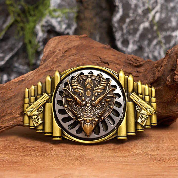 Cintura in pelle con fibbia girevole fai da te in bronzo con drago dal becco affilato - Drago dal becco affilato - Senza cintura - Cintura non inclusa - image 1