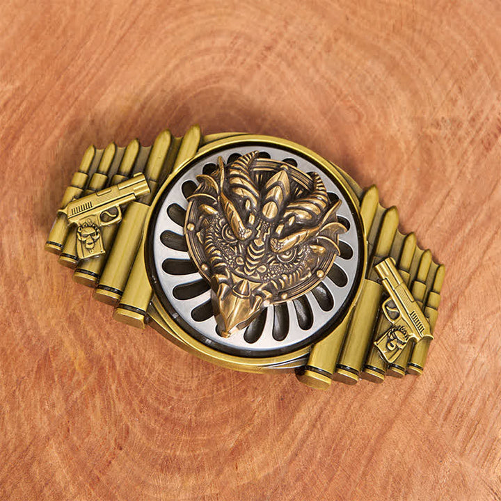 Cintura in pelle con fibbia girevole fai da te in bronzo con drago dal becco affilato - image 2