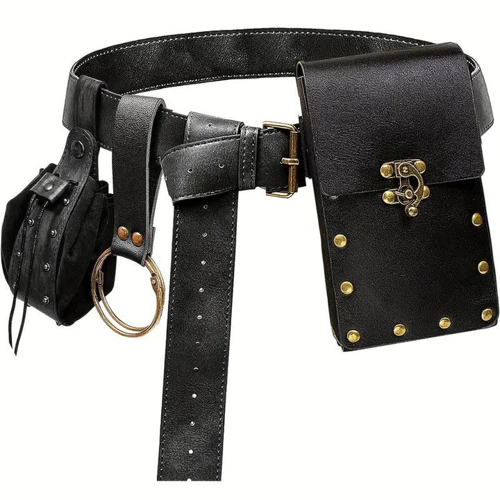 Accessori per costumi cosplay di Halloween, cintura retrò con marsupio - 3Pcs - Nero - image 3