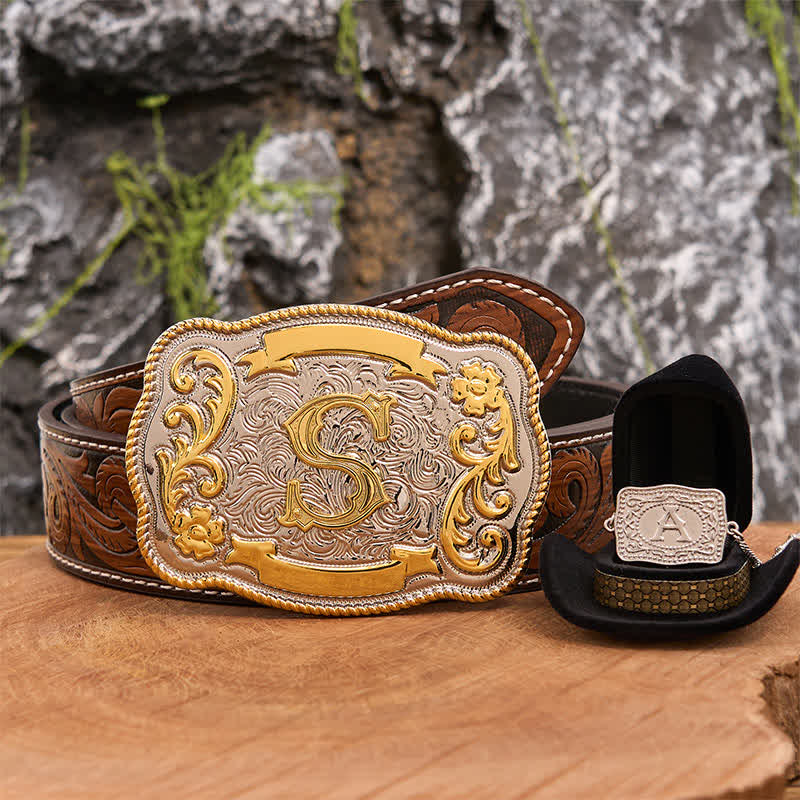 Set di collana in argento con fibbia per cintura western fai da te con lettera iniziale - Fascio - Cintura di piume marroni - 40 - image 8