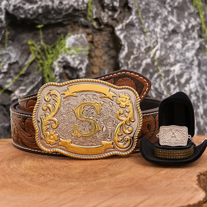 Set di collana in argento con fibbia per cintura western fai da te con lettera iniziale - Fascio - Cintura di piume marroni - 40 - image 8