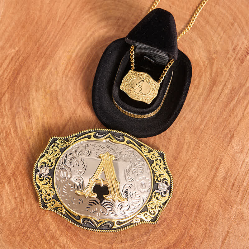 Set di collana in oro con fibbia per cintura fai da te con iniziale in oro nero - Fascio - Senza cintura - Cintura non inclusa - image 2