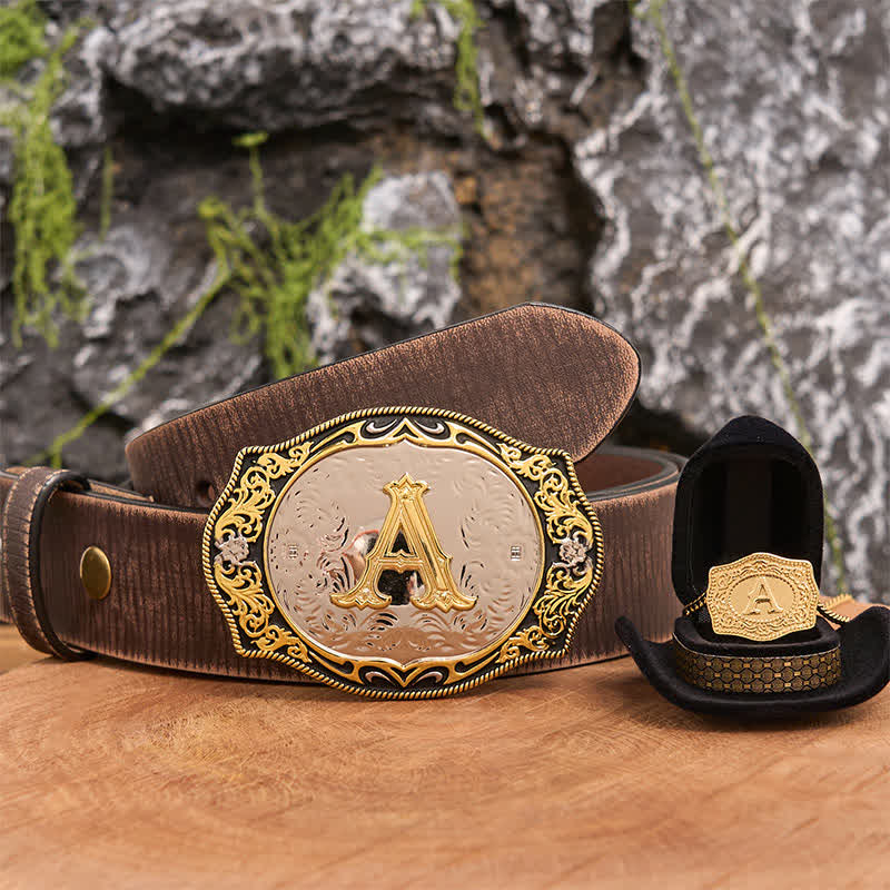 Set di collana in oro con fibbia per cintura fai da te con iniziale in oro nero - Fascio - Cintura marrone anticata - 42 - image 5