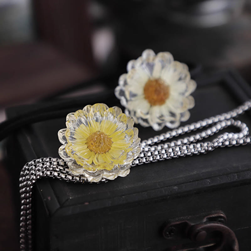 Cravatta Bolo da donna con margherite essiccate fatte a mano - image 3