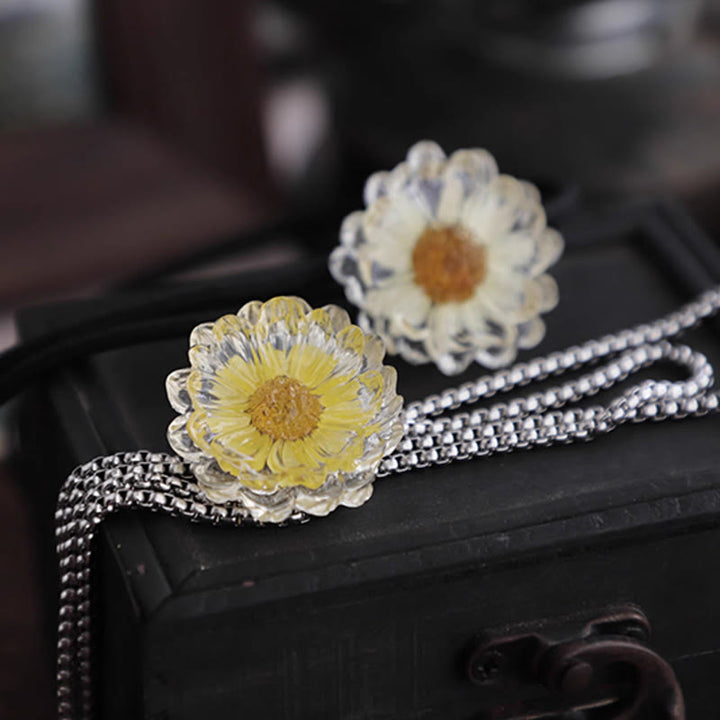 Cravatta Bolo da donna con margherite essiccate fatte a mano - image 3