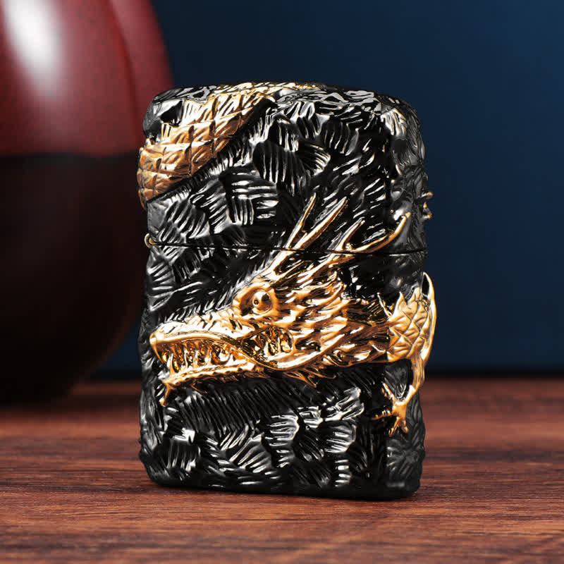 Accendino a cherosene ricaricabile Tonardo Gold & Black Dragon - image 3