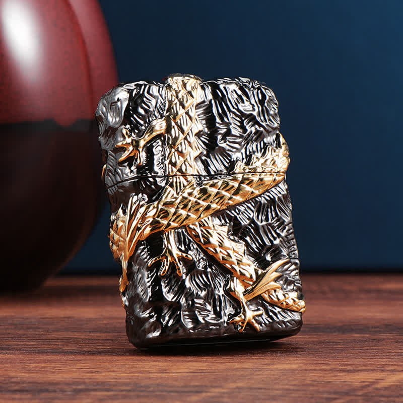 Accendino a cherosene ricaricabile Tonardo Gold & Black Dragon - image 1