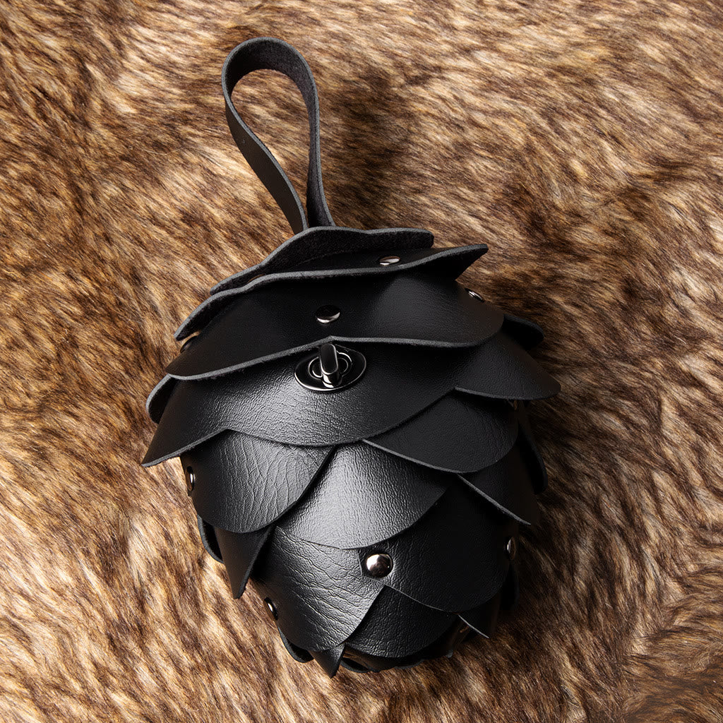 Borsa a tracolla personalizzata da donna a forma di castagna retrò - Pigna - Nero - image 4