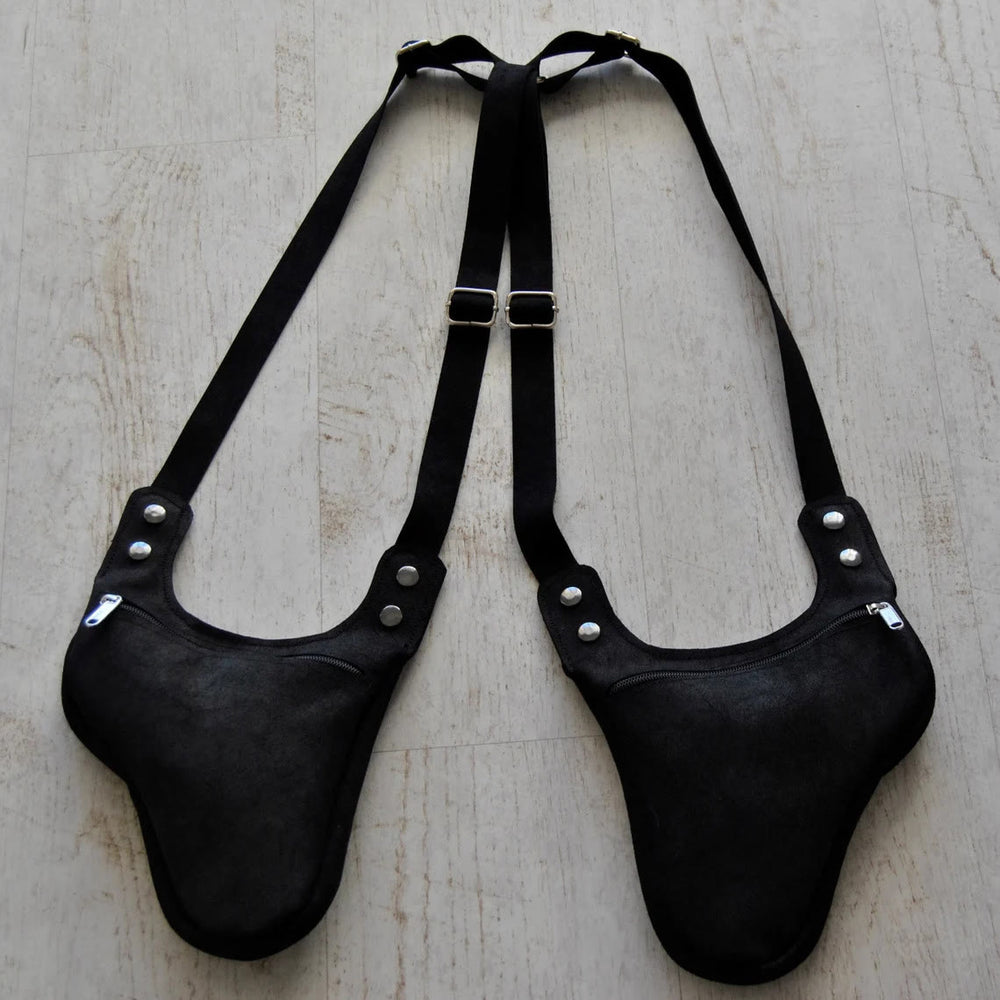 Borsa a tracolla retrò da uomo con tracolla regolabile e cerniera sottobraccio - Nero - image 2