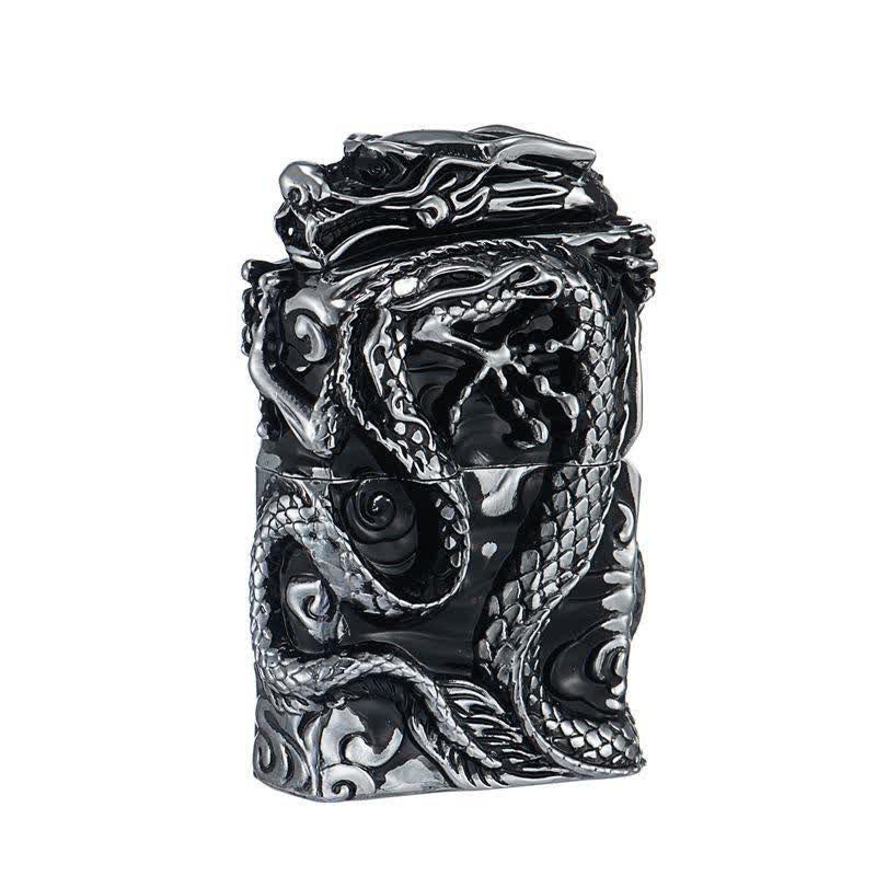 Accendino a cherosene ricaricabile Retro Collection Relief Dragon - Argento e nero - image 8