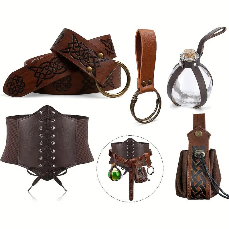 Accessori per cosplay di Halloween, bottiglia alchemica, cintura vichinga, 5 pezzi - image 4