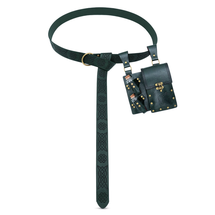 Cintura vichinga con bottiglia alchemica, accessorio per cosplay retrò di Halloween - Cintura con borsa e bottiglia - Verde - image 9