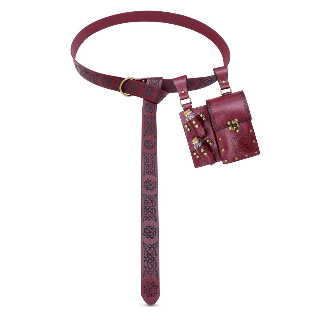 Cintura vichinga con bottiglia alchemica, accessorio per cosplay retrò di Halloween - Cintura con borsa e bottiglia - Rosso - image 8