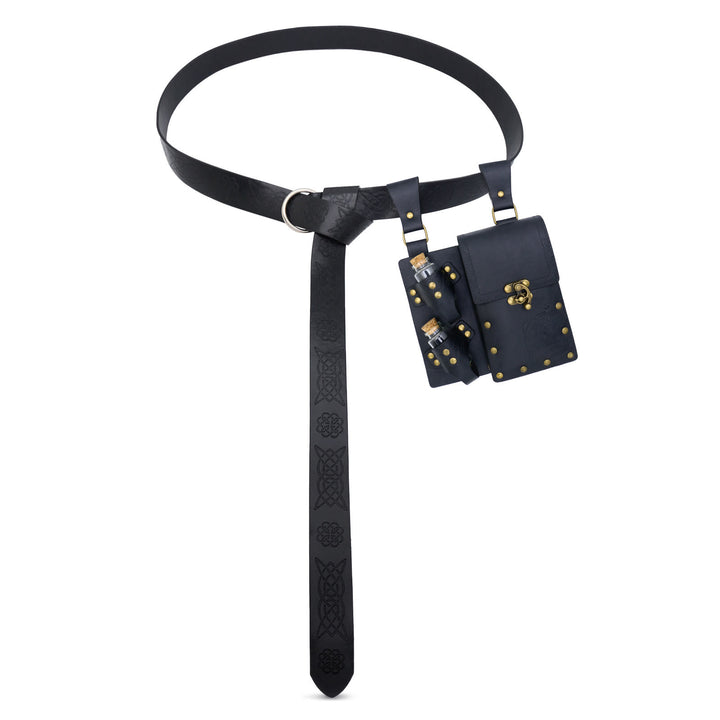 Cintura vichinga con bottiglia alchemica, accessorio per cosplay retrò di Halloween - Cintura con borsa e bottiglia - Nero - image 1