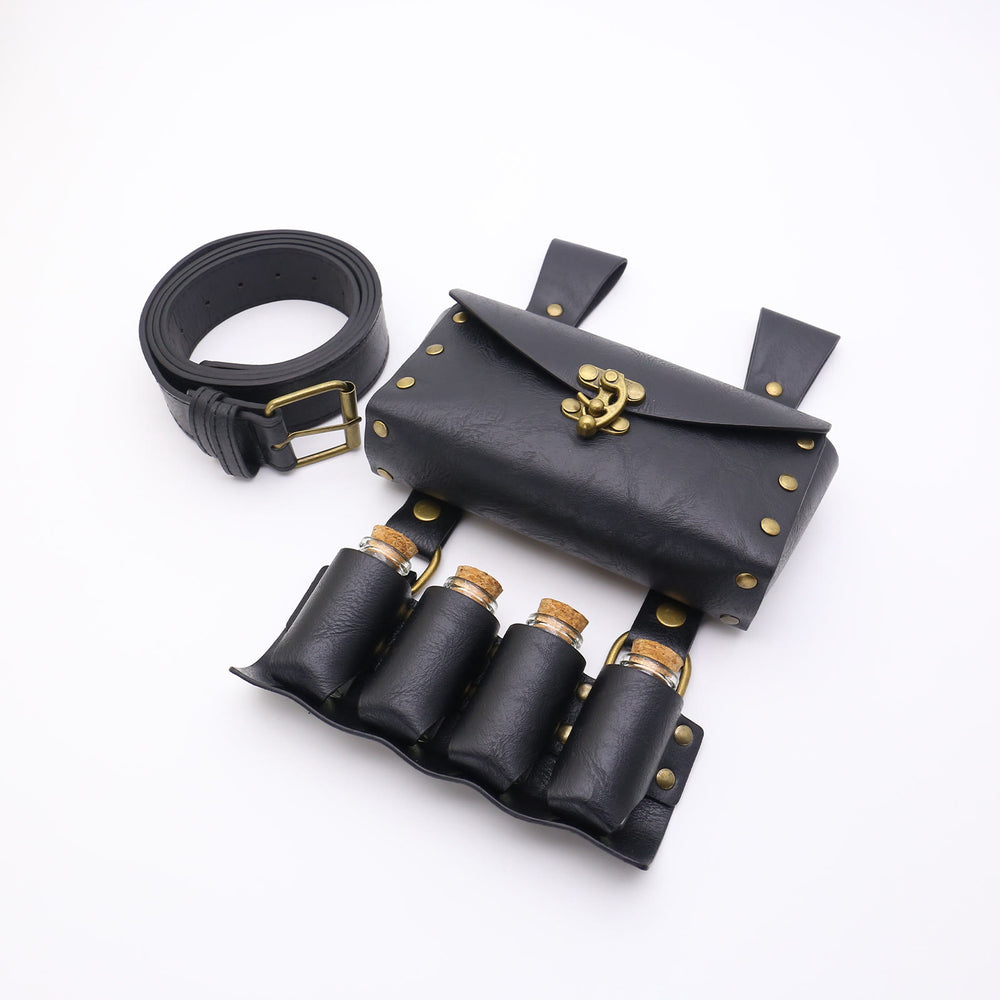 Marsupio con bottiglia magica, accessorio per cosplay di Halloween, cintura vichinga, 3 pezzi - Nero - image 2