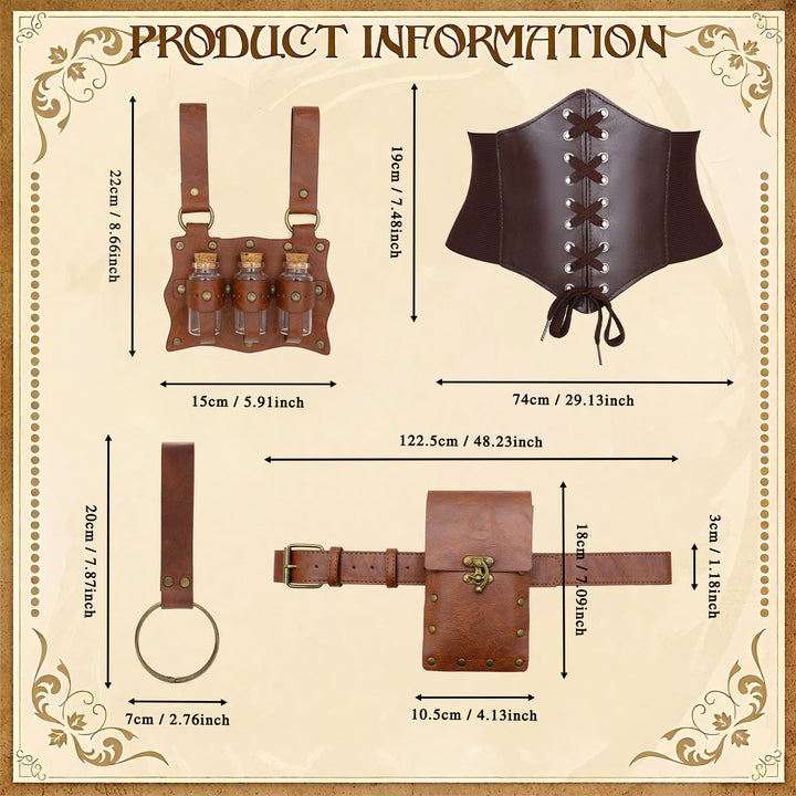 Set di cinture vichinghe per cosplay di Halloween da donna, 5 pezzi - image 9