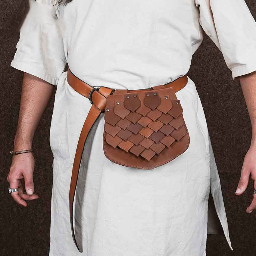 Borsa da cintura vichinga in stile medievale con squame di pesce e grande capacità - image 1