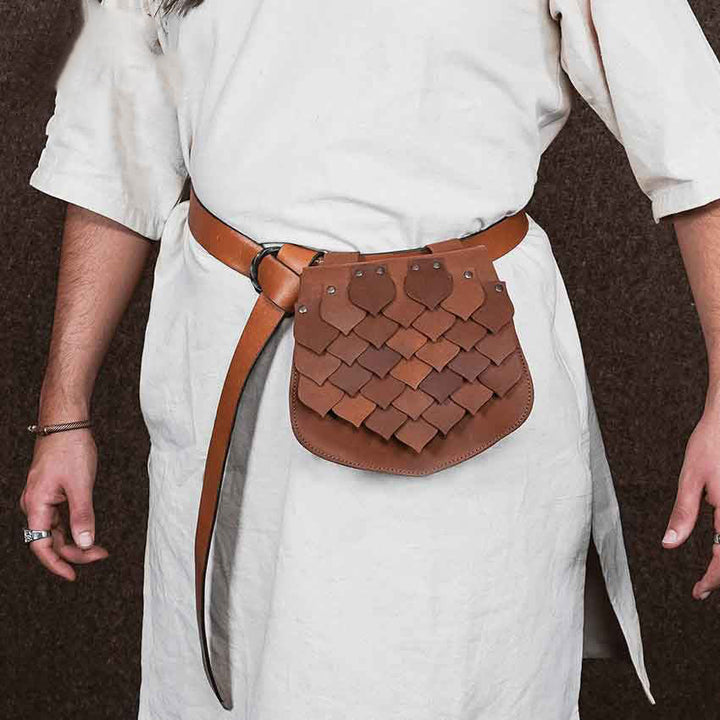 Borsa da cintura vichinga in stile medievale con squame di pesce e grande capacità - image 1