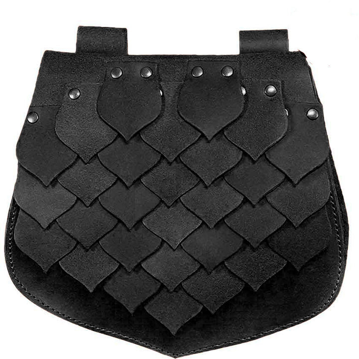 Borsa da cintura vichinga in stile medievale con squame di pesce e grande capacità - Nero - image 5
