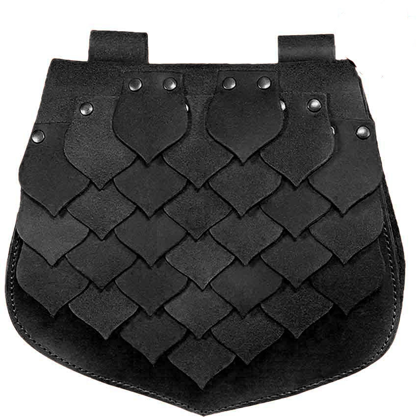 Borsa da cintura vichinga in stile medievale con squame di pesce e grande capacità - Nero - image 4