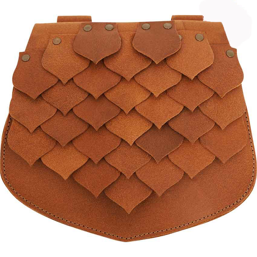 Borsa da cintura vichinga in stile medievale con squame di pesce e grande capacità - Marrone giallastro - image 4