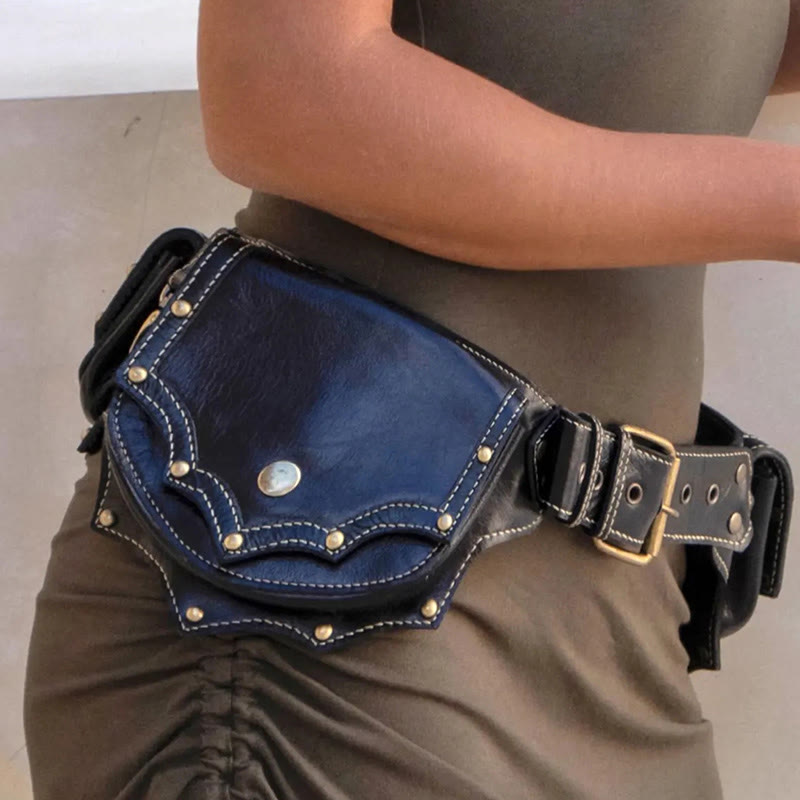 Portafoglio portatile multitasche retrò con cintura vichinga - Nero - image 1