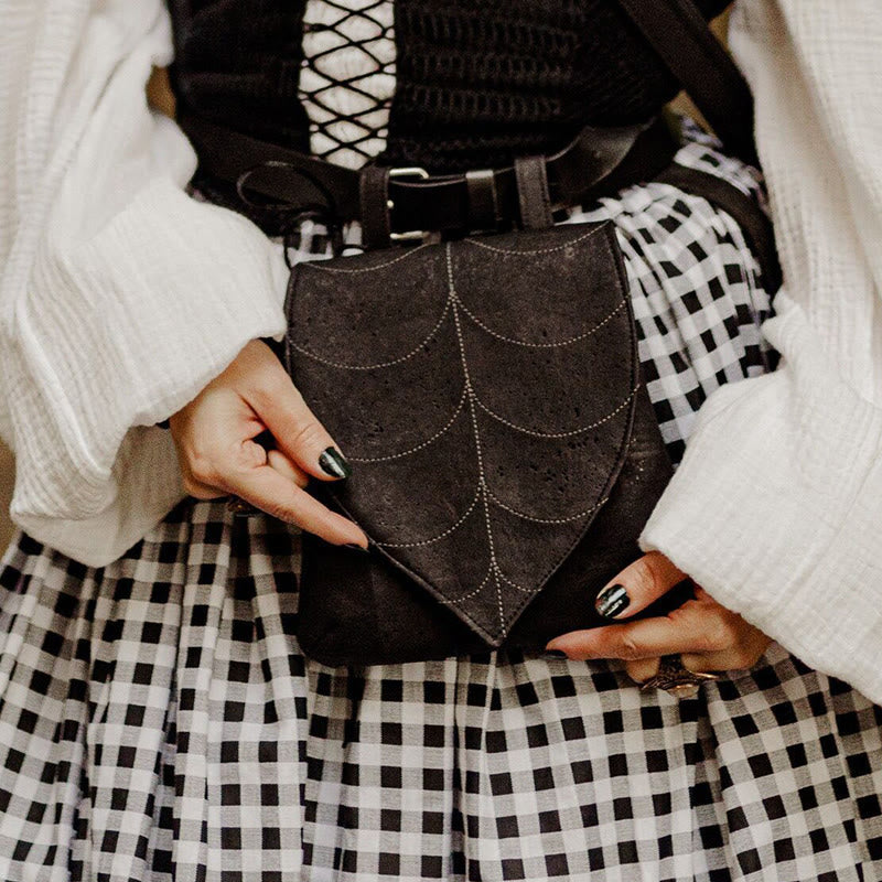 Borsa da cintura vichinga da donna a forma di foglia retrò di Halloween - Nero - image 1