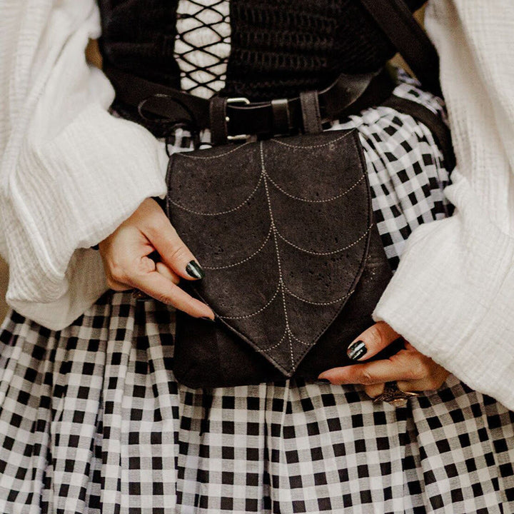 Borsa da cintura vichinga da donna a forma di foglia retrò di Halloween - Nero - image 1