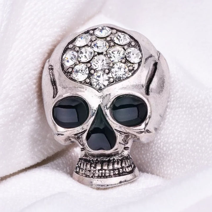 Spilla a forma di teschio con strass di Halloween - Argento - image 4