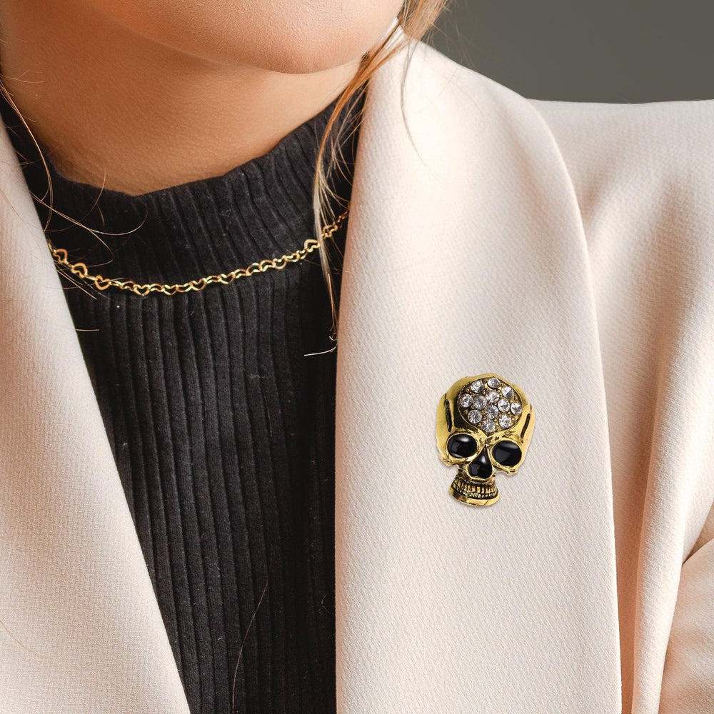 Spilla a forma di teschio con strass di Halloween - image 2
