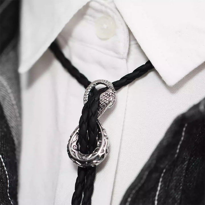 Accessori per coppie con cravatta Bolo vintage in argento con serpente Spirit - Serpente d'argento - image 0