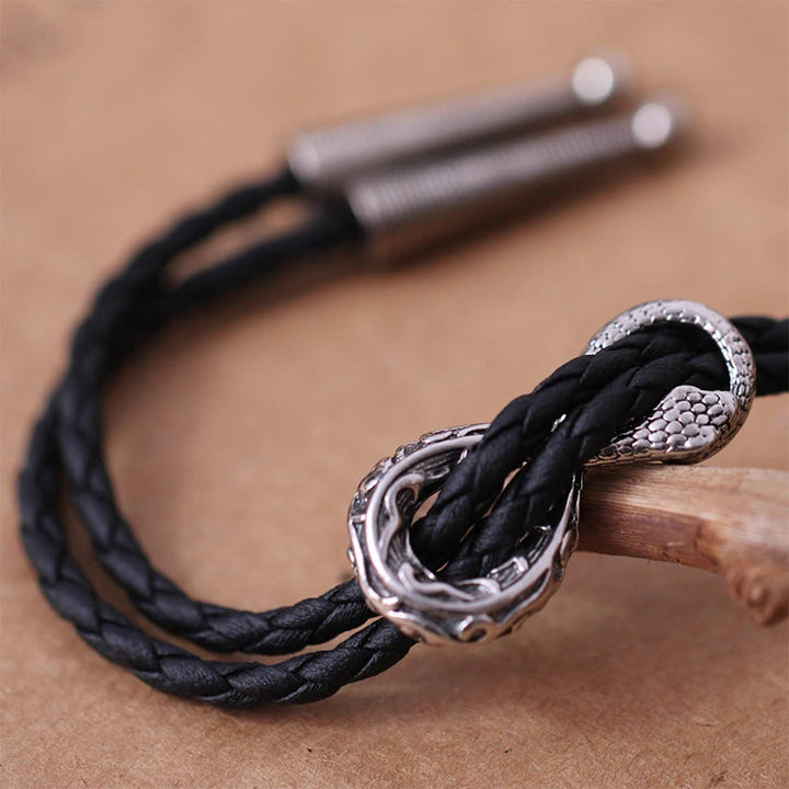 Accessori per coppie con cravatta Bolo vintage in argento con serpente Spirit - image 4
