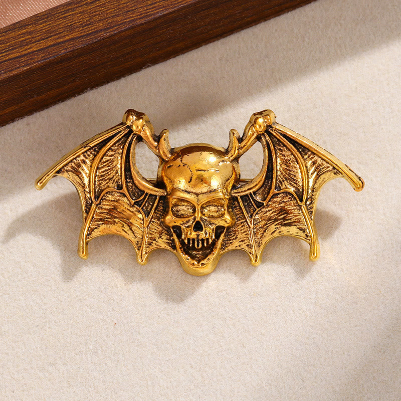 Spilla creativa a forma di pipistrello e teschio per Halloween - D'oro - image 2