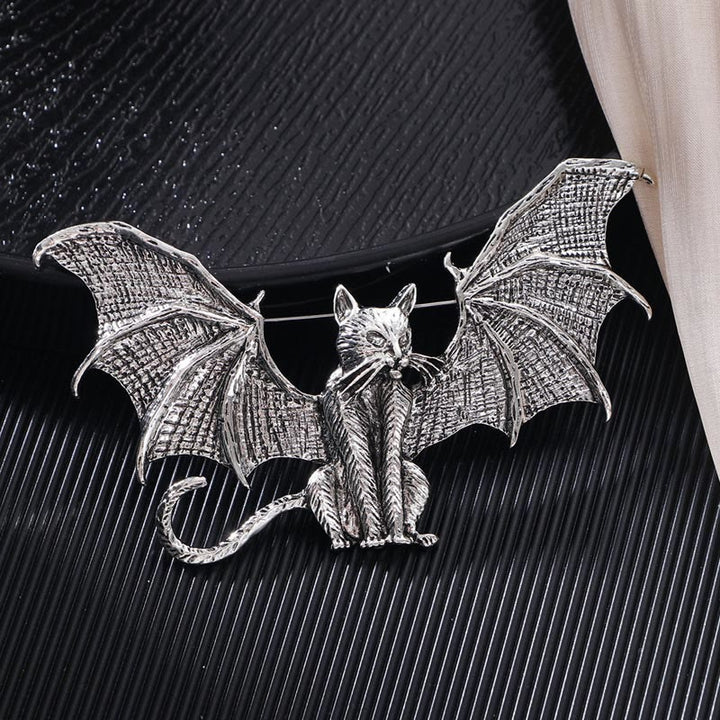 Spilla a forma di gatto alato in oro e argento per Halloween - Argento - image 2