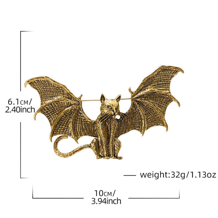 Spilla a forma di gatto alato in oro e argento per Halloween - image 4