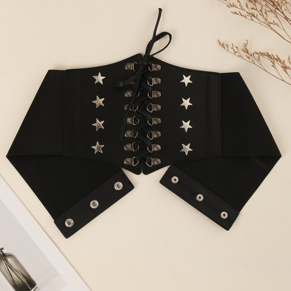 Cintura corsetto da donna con stella, accessorio cosplay retrò nero - Nero - image 2