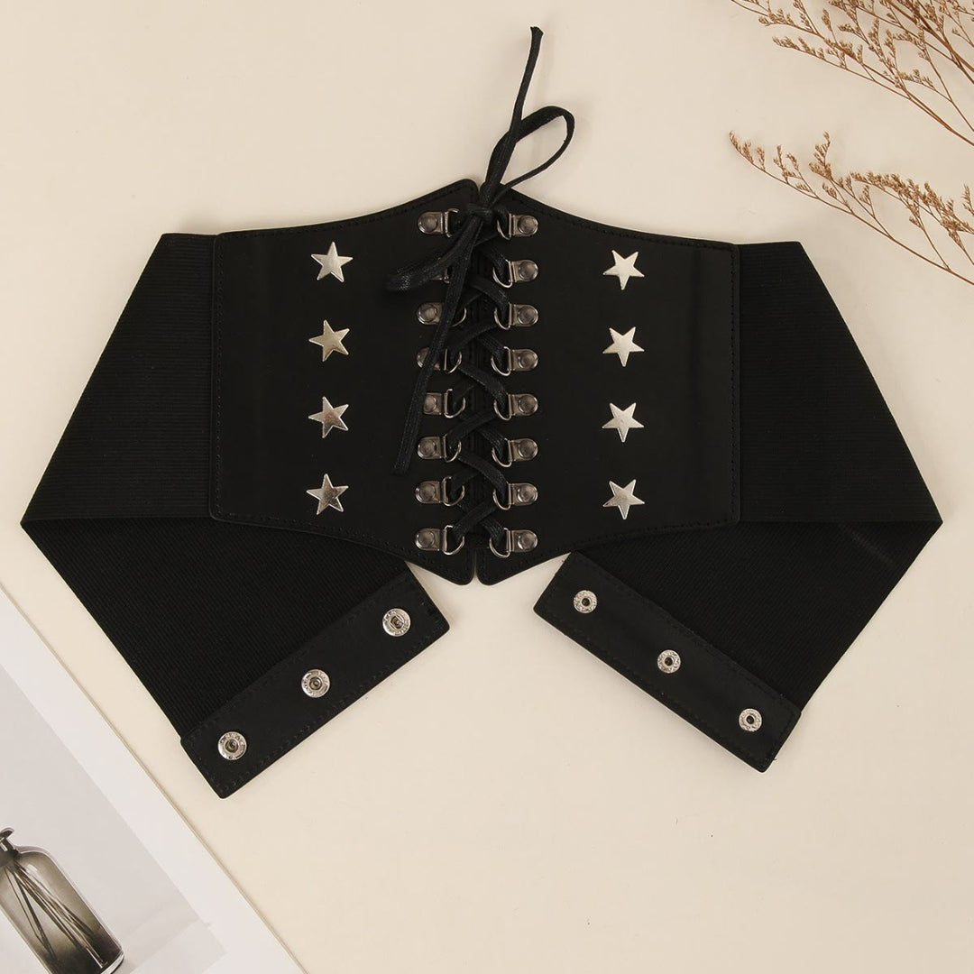 Cintura corsetto da donna con stella, accessorio cosplay retrò nero - Nero - image 1