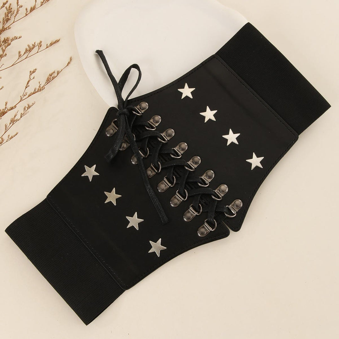 Cintura corsetto da donna con stella, accessorio cosplay retrò nero - image 3