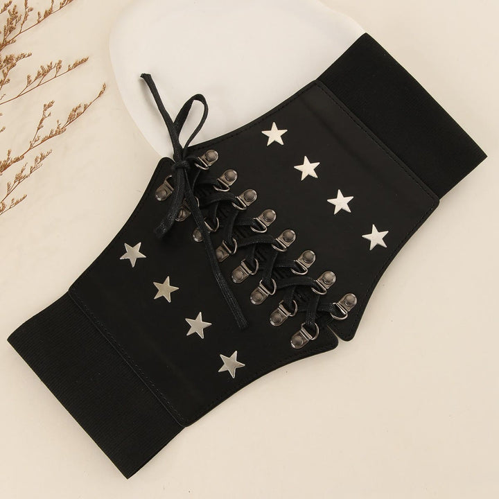 Cintura corsetto da donna con stella, accessorio cosplay retrò nero - image 3