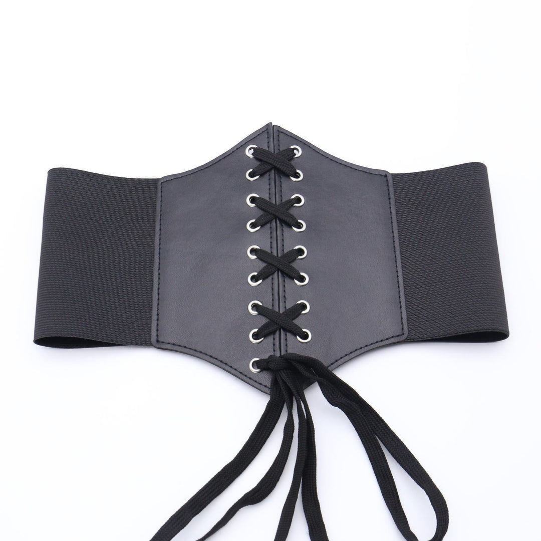 Cintura corsetto con fibbia e cinturino elegante da donna nera - Cinghia lunga - image 7